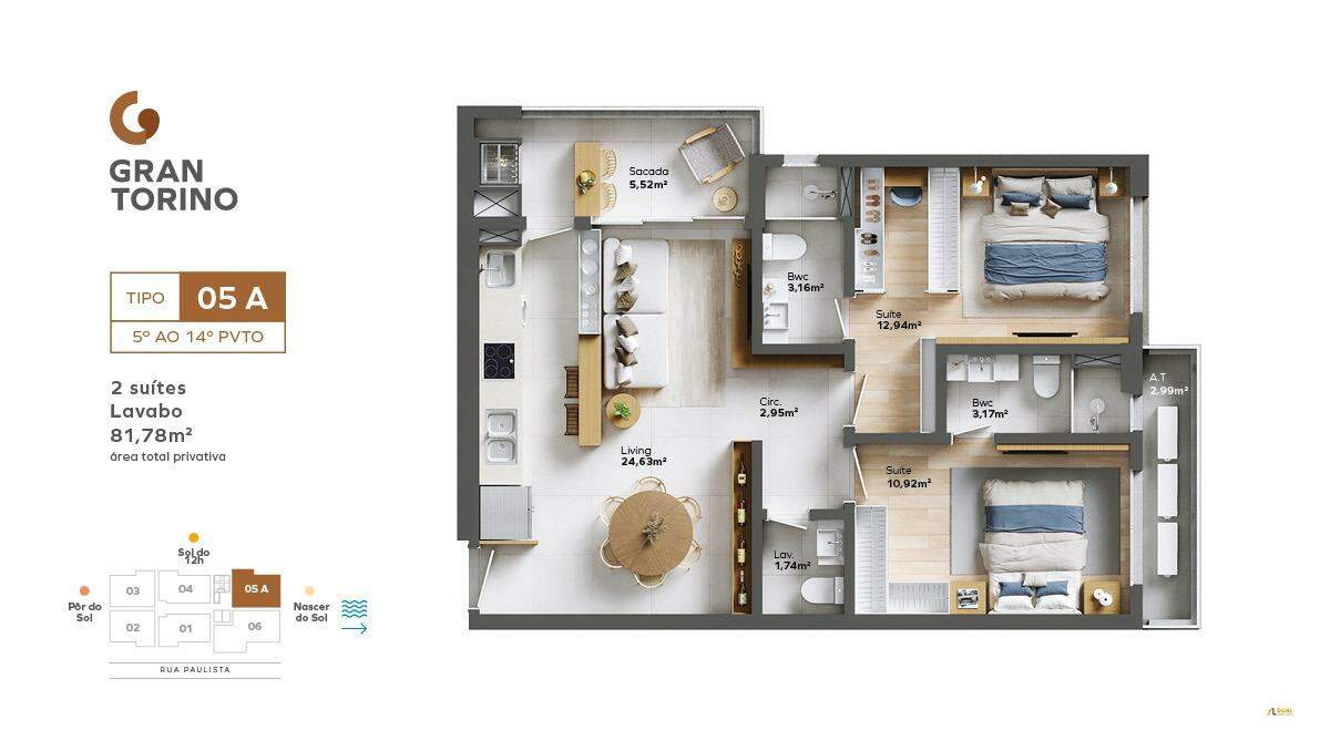 Imagem Apartamento à venda 1 suíte + 02 quartos - Itacolomi - Balneário Piçarras/SC