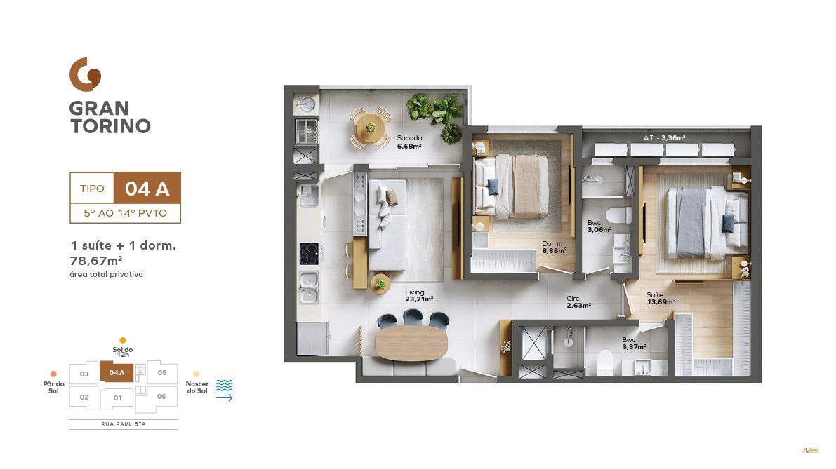 Imagem Apartamento à venda 1 suíte + 02 quartos - Itacolomi - Balneário Piçarras/SC
