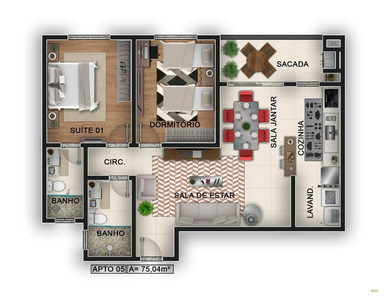 Imagem Apartamento à venda, 1 quarto, 1 suíte, 1 vaga, Jaraguá Esquerdo - Jaraguá do Sul/SC