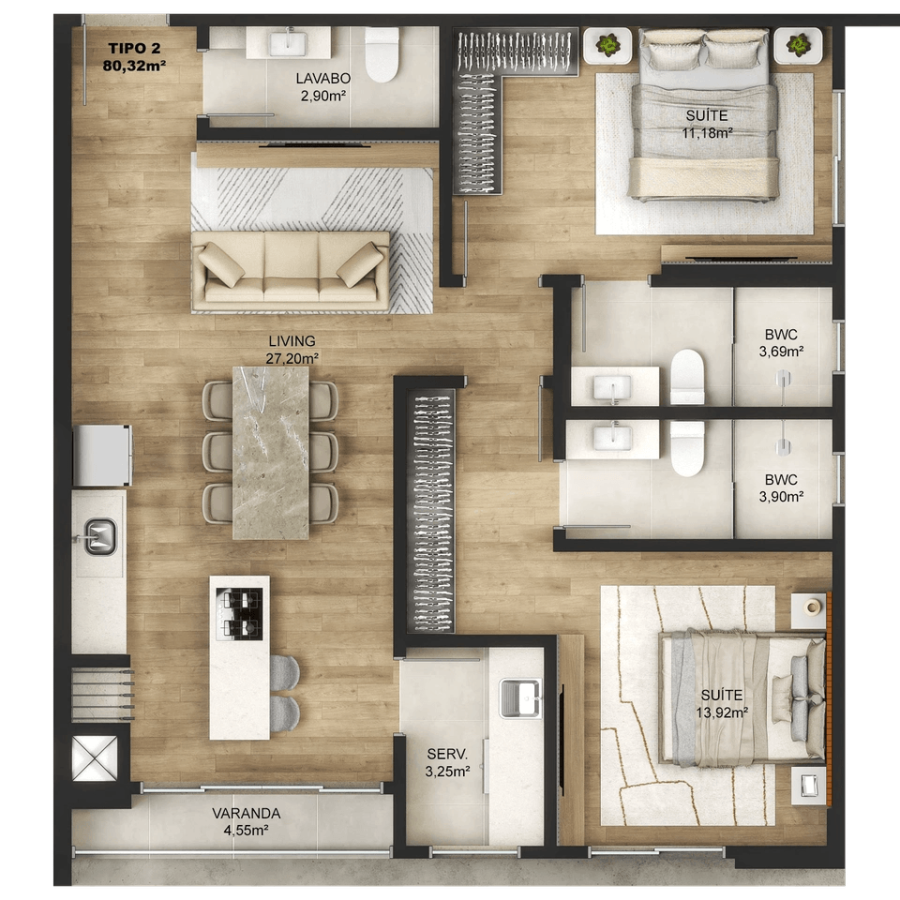 Imagem Apartamento à venda, 02 suítes ou Suíte mais dois quartos, Bairro Baependi, Jaraguá do Sul